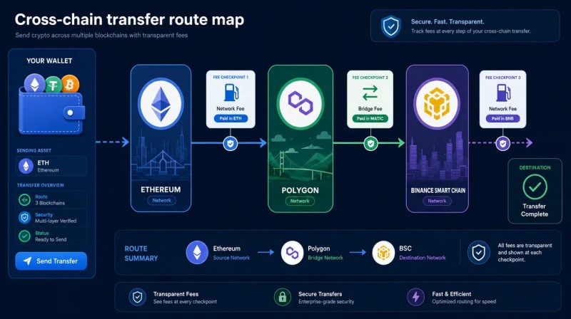 Cross-chain transfer fee routes in wallet