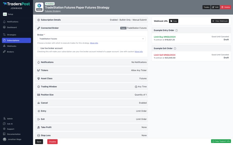 Trade performance dashboard